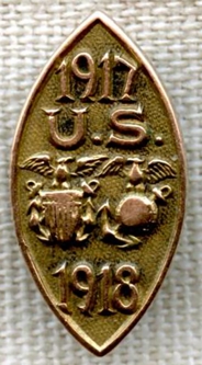 Wonderful WWI US Navy & US Marine Corps 10K Gold Lapel Pin by Bessinger & Dietz, Newark, NJ